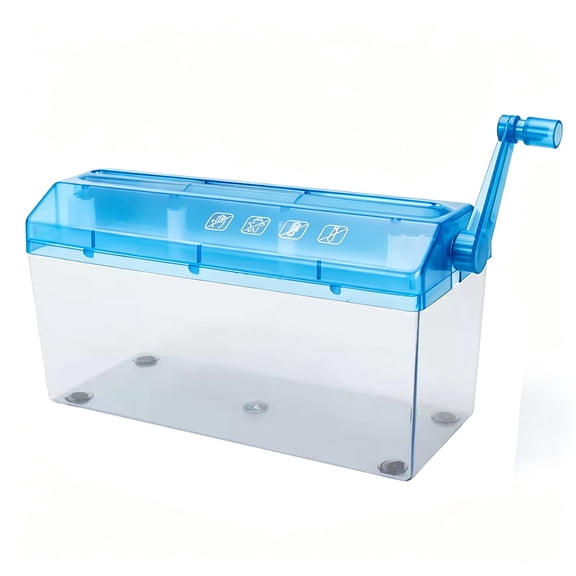Hand Crank Paper Shredder, Portable Document Destroyer, Manual File Cutting Machine, Compact Office Shredder, Transparent Waste Bin, HandOperated Paper Disposal Unit for Home Office