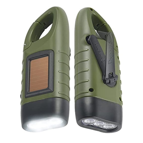 Hand Crank Radio with LED Flashlight for Emergency, USB Charged & Solar Power,Green
