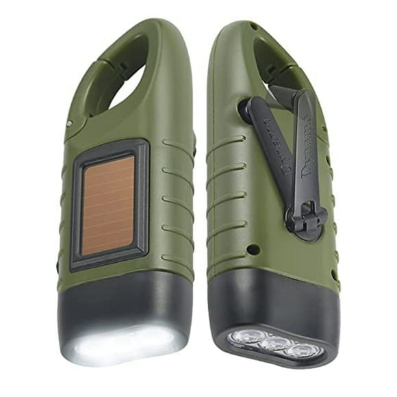 Hand Crank Radio with LED Flashlight for Emergency, USB Charged & Solar Power,Green