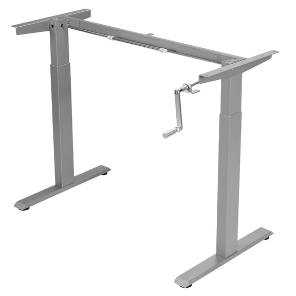 Hand Crank Sit to Stand Desk Frame Adjustable Height Standing Base Grey