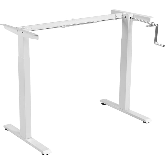 Hand Crank Stand Up Desk Frame, Manual Height Adjustable Standing Workstation with Foldable Crank Handle, Cable Management Tray, Headphone Hook, Ergonomic Sit Stand Desk Frame for Home Office