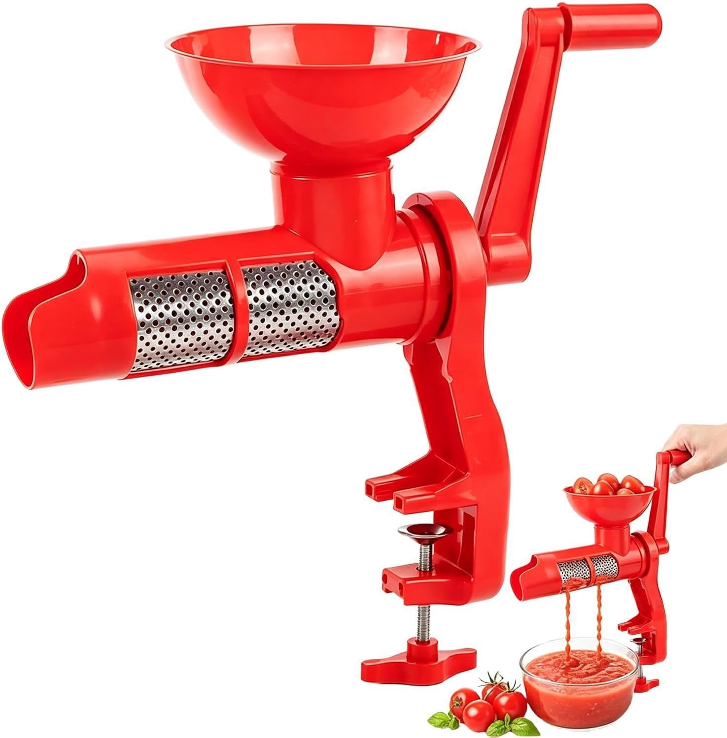 Table Saucce Hand Crank Tomato Sauce Maker, Food Mill Strainer With Table Clamp ...