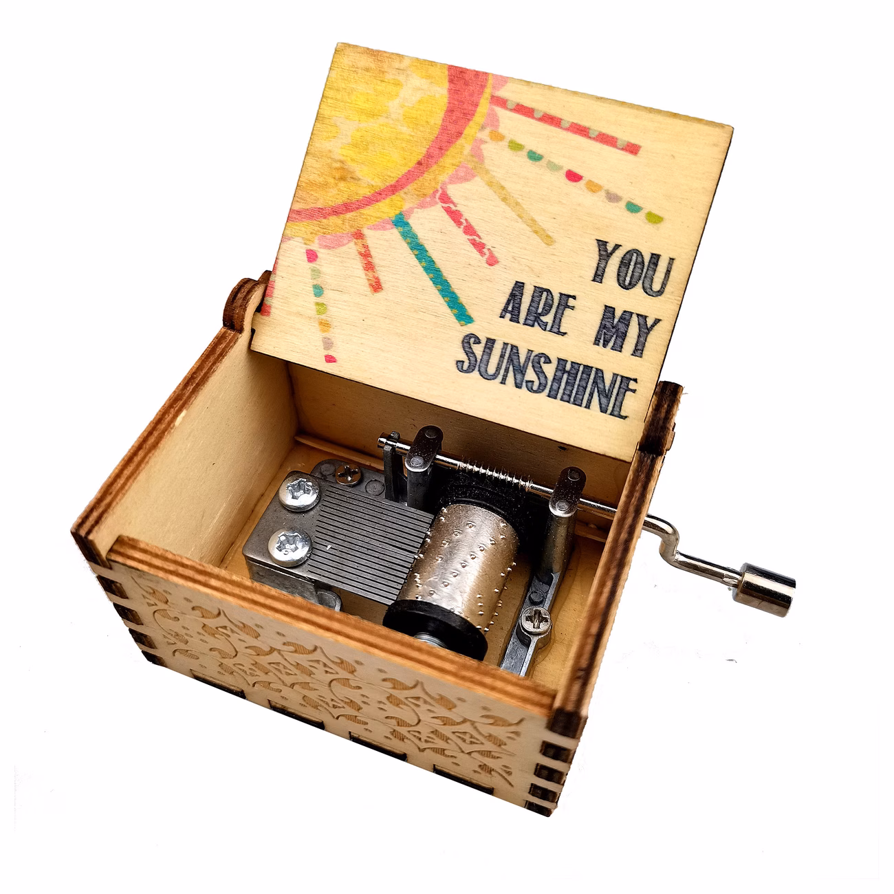 Hand Crank You Are My Sunshine Music Box Wooden Gift for Wife Husband Valentine Birthday Anniversary Christmas Friend