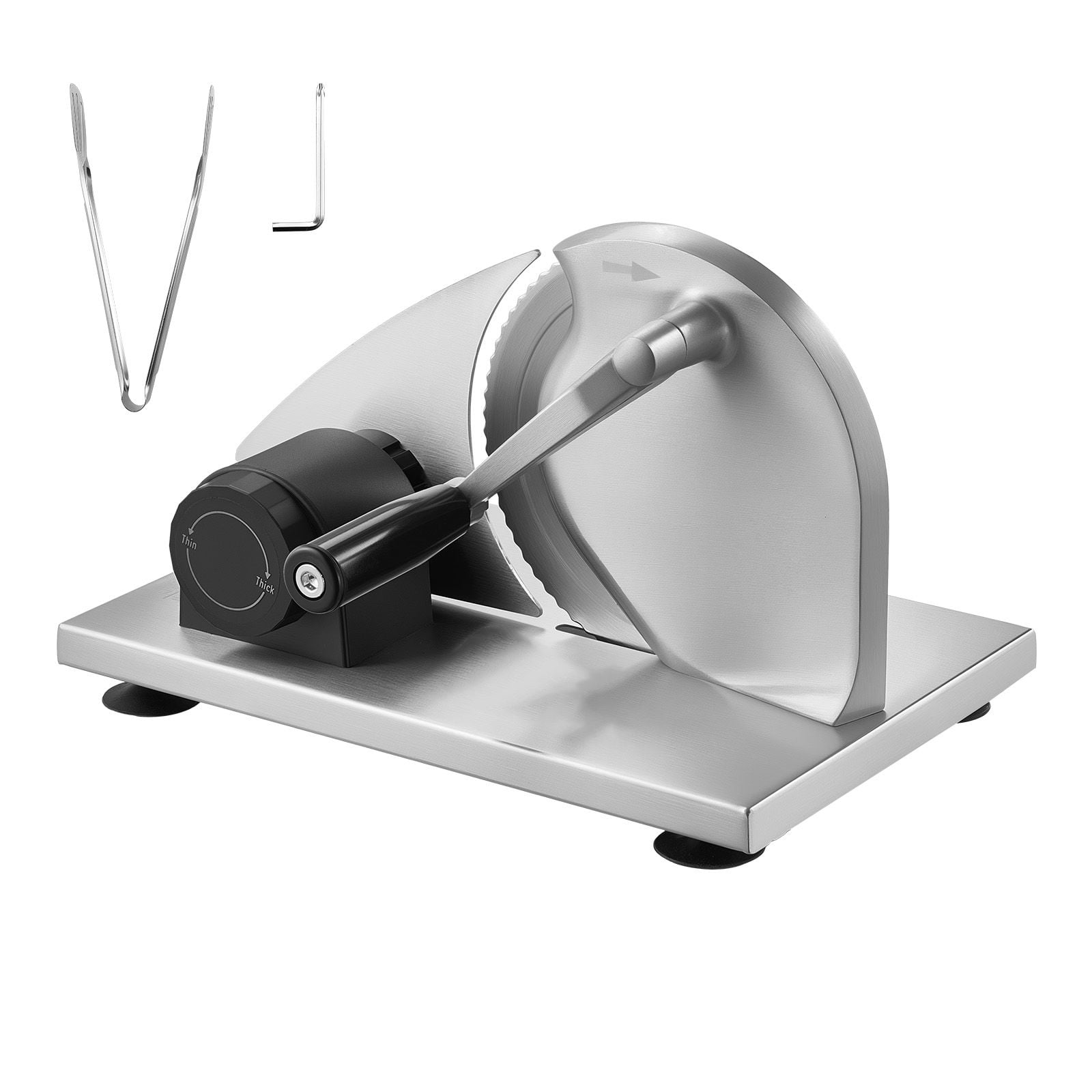 Hand-Cranked Bread Slicer with Adjustable 0-0.6" Thickness, Stainless Steel Blades, Suction Cup Base, Manual Cheese Meat Bread Cutter for Kitchen