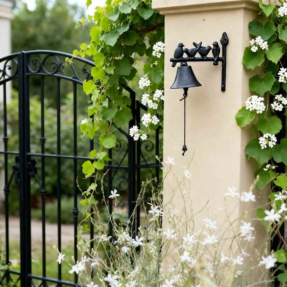 Hand Cranked Iron Bell with Clapper for Garden Courtyard and Villa Decoration Wind Chime