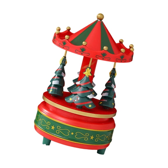 Hand-Cranked Rotating Christmas Tree Music Box With Festive Melodies, Holiday Home Tabletop Decor For Family Gifting