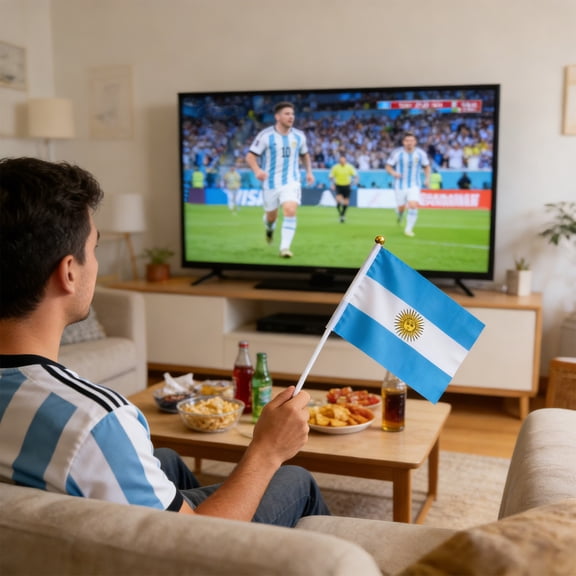 Hand Cranked Small Flags for Sports Games Themed Parties Bar Decorations, Portable Waving Fan Flags for Football Matches Parades Celebrations, Durable Mini Handheld Flags with Plastic Pole