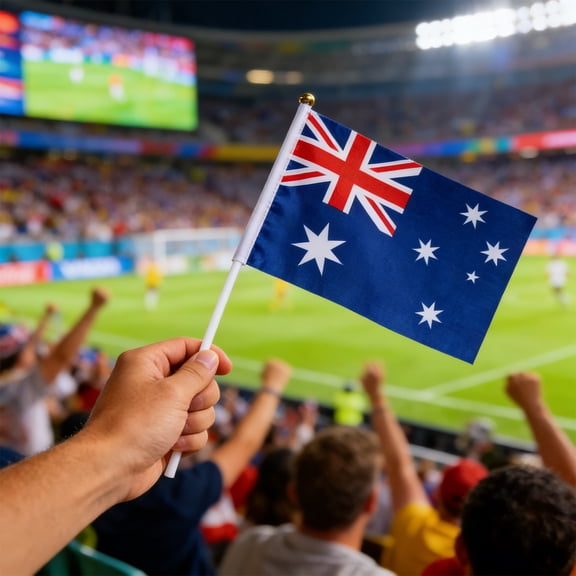 Hand Cranked Small Flags for Sports Games Themed Parties Bar Decorations, Portable Waving Fan Flags for Football Matches Parades Celebrations, Durable Mini Handheld Flags with Plastic Pole