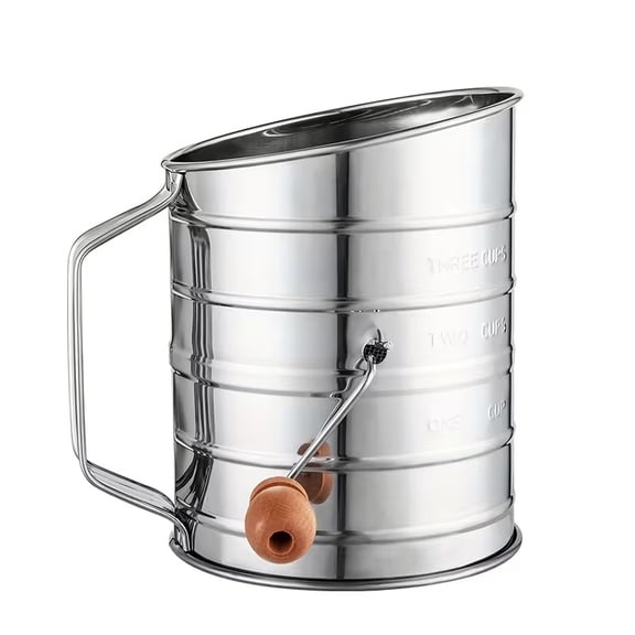 Hand-Cranked Stainless Steel Flour Sifter - Large Capacity Semi-Automatic Baking Sieve