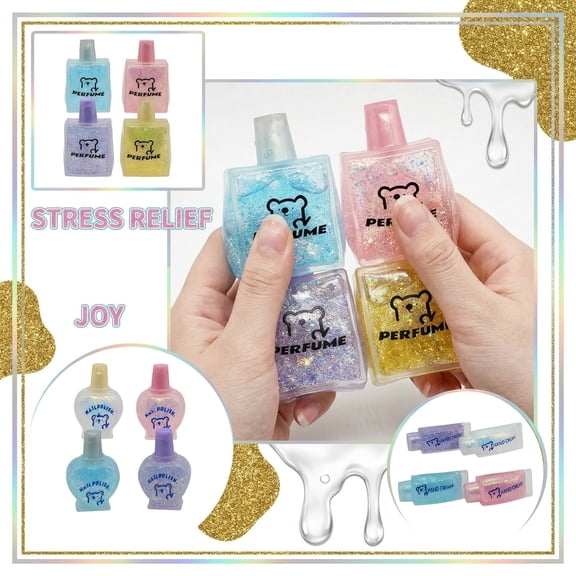 Hand Cream Squishy Mystery Box,Transparent Floating Gold Powder Sensory Fidget for Stress Relief,Soft Squeeze Stress Ball,Quiet Stimming Tool for Adult Anxiety Fun