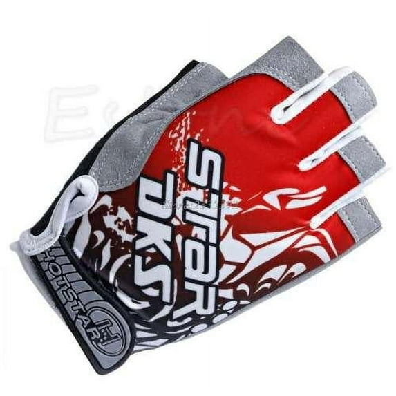 Hand Crew Unisex Adult Road Mountain Cycling Bike Half Gloves w/ 3D Gel Padded Palm (Medium, Red)
