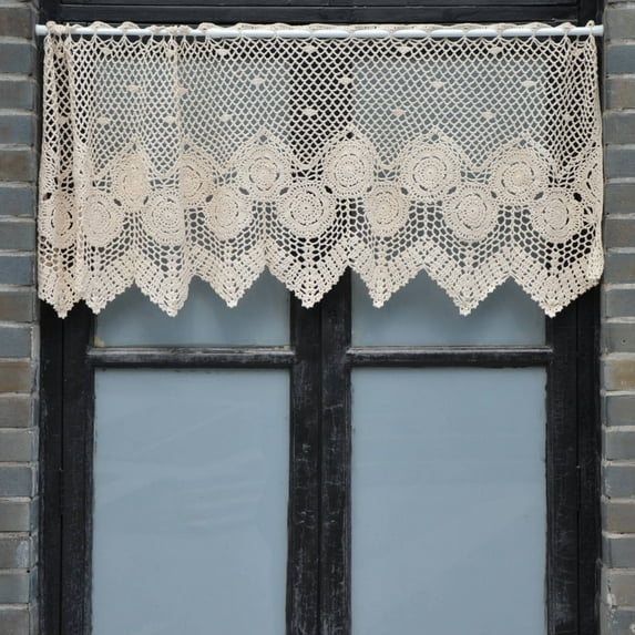 Hand Crochet Lace Kitchen Cafe Window Curtain Valance French Country Farmhouse