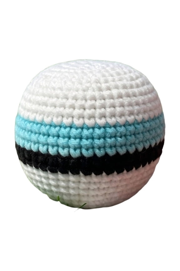 Hand Crochet Striped Footbag, Three-color patchwork Color Sand Filled Kick Sack for Indoor Outdoor Footbag Game Training