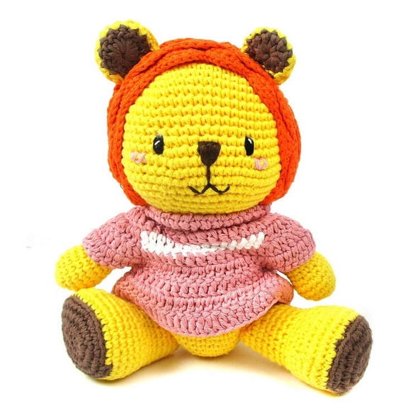Hand Crochet Stuff Toy 11" Inches Lively Yellow Lion Ari Plushy
