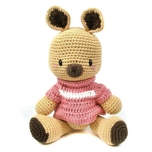 Hand Crochet Stuff Toy 14" Inches Lively Beige Kangaroo Karo Plushy