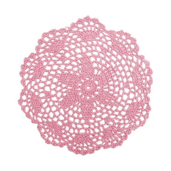 Hand Crocheted Doilies, Round Floral Crochet Lace Flower Doily French Country Placemat Crocheted doilies, Crocheted Placemat, Versatile for Cup Vase Table Decor Sewing on Bag Pillow Home Craft(Pink,)