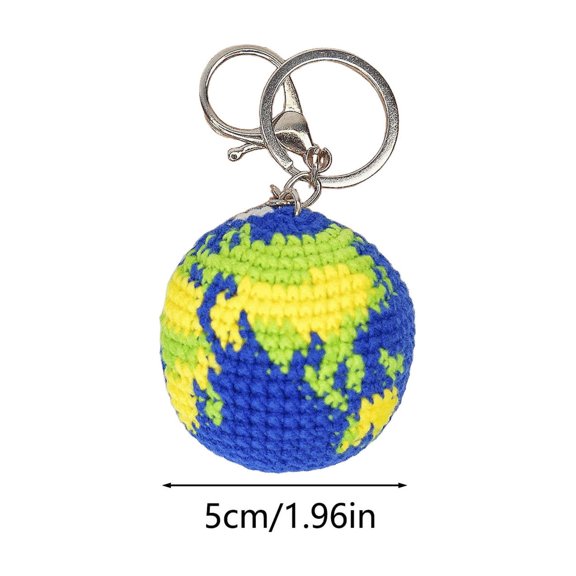 Hand Crocheted Earth Pendant Pixel Art Style Decorative Ornament with Hanging Cord for Backpack Car Mirror Environmental Theme Gift YYUZH