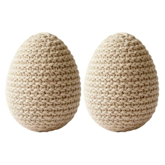 Hand Crocheted Easter Eggs Decorations Set of 2, Foam Filled Knitted Egg Ornaments for Easter Basket Stuffers, Egg Hunt, Tree and Home Decor, Soft Textured Pastel Colors