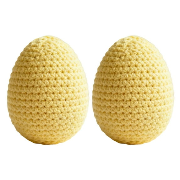 Hand Crocheted Easter Eggs Decorations Set of 2, Foam Filled Knitted Egg Ornaments for Easter Basket Stuffers, Egg Hunt, Tree and Home Decor, Soft Textured Pastel Colors