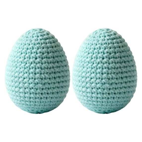 Hand Crocheted Easter Eggs Decorations Set of 2, Foam Filled Knitted Egg Ornaments for Easter Basket Stuffers, Egg Hunt, Tree and Home Decor, Soft Textured Pastel Colors