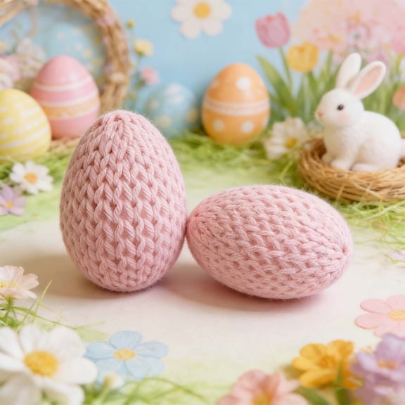 Hand Crocheted Easter Eggs - Khaki Foam Filled Knitted Ornaments for Baskets, Easter Tree Hanging Decor, Soft Fabric Egg Hunt Props, Rustic Spring Home Decoration
