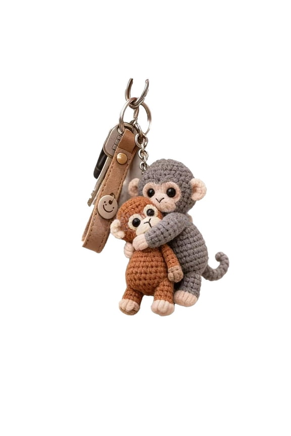 Hand Crocheted Monkey Key Holder Keychain Suitable For Motorcycles Key And Backpack Purse Charms Stylish Decoration