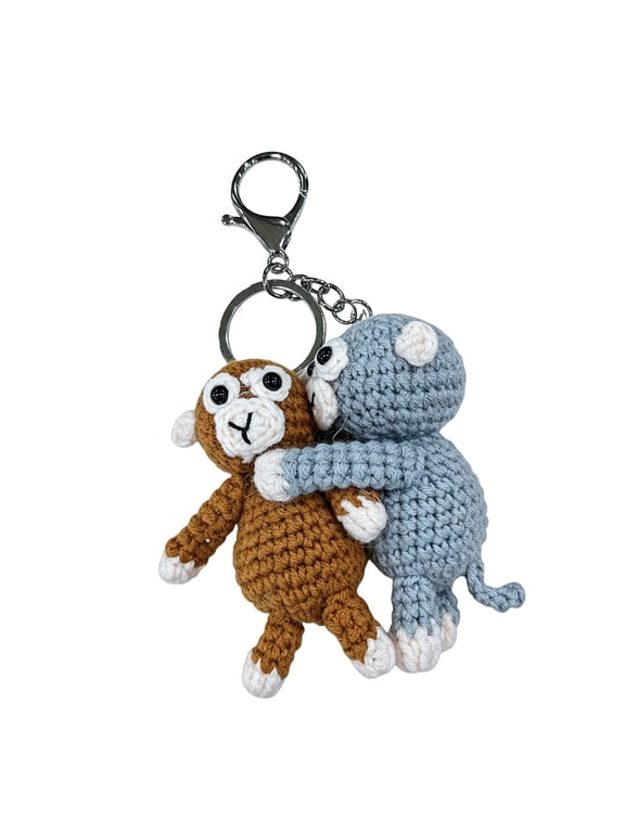 Hand Crocheted Monkey Key Holder Keychain Suitable For Motorcycles Key And Backpack Purse Charms Stylish Decoration