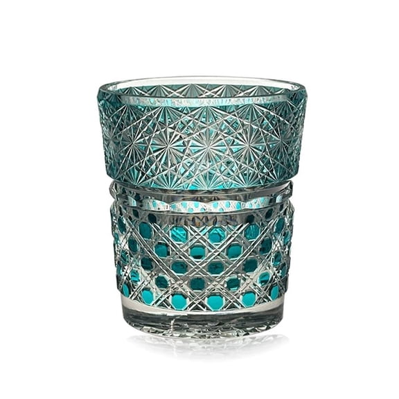 Hand-Cut Edo Kiriko Crystal Whisky Glass, Japanese Hand-Blown Lead-Free Old Fashioned Rocks Glass, Diamond Cut 8.8oz for Home Bar Luxury Gift
