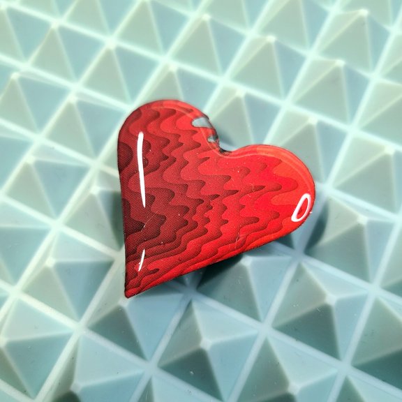 Hand Cut Playing Card Pin (Sirius B - Red Heart) by 3Decks Designs