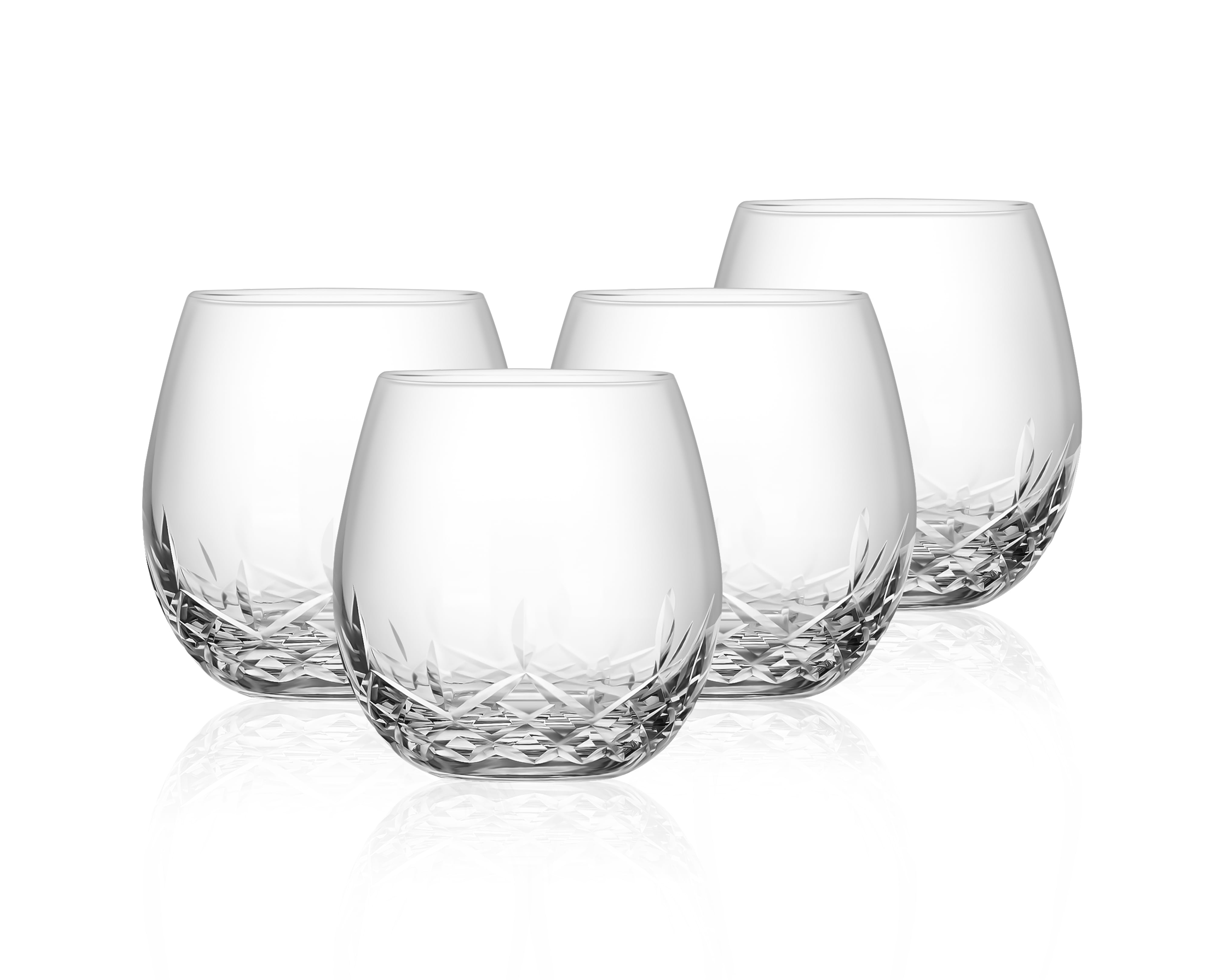 Hand Cut Stemless Wine Glasses by SHOSHIN - Lead-free Crystal Drinking ...