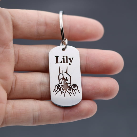 Hand Dad Son Pendant Keychain Mother Father Family Child Key Chain Stainless Steel Custom Name Keyring Jewelry Gift