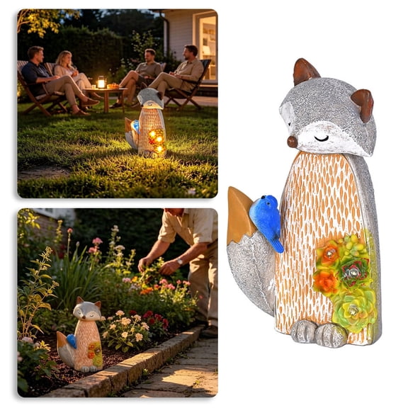 Hand Detailed Mixed Forest Animal Resin Figurine Collection Built In Soft LED Light Floral Pattern Tabletop Lamp For Bedroom Living Room Mantel Cozy Night Decor Accessory
