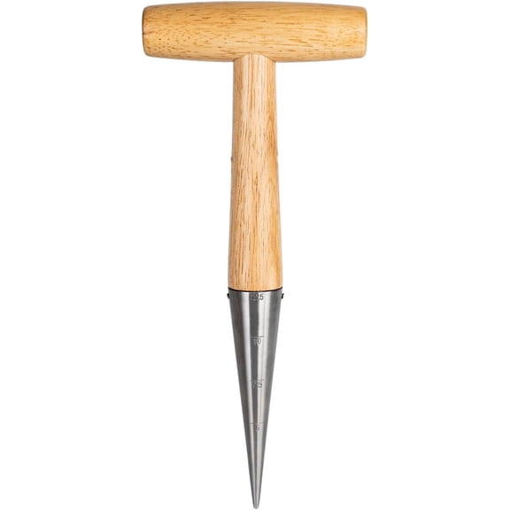 Hand Dibber Garden Tool, Seed Planter Tool with Wood Handle for Sowing - 5" Dispenser Planting Steel Dibber, Transplanting Plants,Planting Bulb,Digging