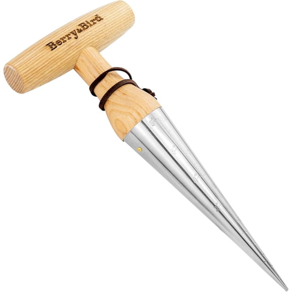 Hand Dibber Precision Wood Handle Garden Hole Punch Dibbler Tool for Planting Seeds & Bulbs with 6'' Measuring Scale, Bulb Planter for Planting Flowers Tulips Daffodils Dahlias