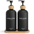 thumbnail image 1 of Hand and Dish Soap Dispenser Set,16oz Glass Bottles with Printed Labels, Bamboo Tray & Pump,Countertop Soap Dispensers for Kitchen,Luxury, Minimalist & Farmhouse Decor, 1 of 6