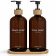 thumbnail image 1 of Hand and Dish Soap Dispenser Set,16oz Glass Bottles with Printed Labels, Bamboo Tray & Pump,Countertop Soap Dispensers for Kitchen,Luxury, Minimalist & Farmhouse Decor, 1 of 6