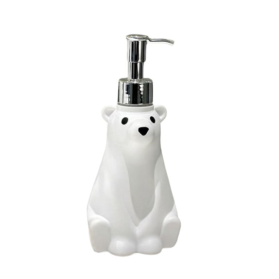 Hand Dispenser for Bathroom Ceramic Bear Decorative Dispenser Countertop Winter Bathroom Decor, White, 1 Pack