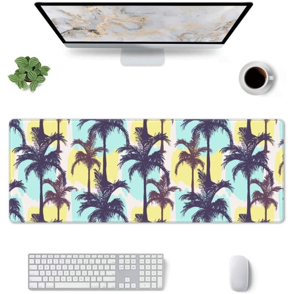 Hand Draw Palm Trees -Mouse Pad, Big Desk Mat, Extended Gaming Mouse Pad, Mouse Mat with Non-Slip Rubber Base & Stitched, 31.5 X 11.8 in Large Desk Pad for Keyboard, Mouse, Home and Office