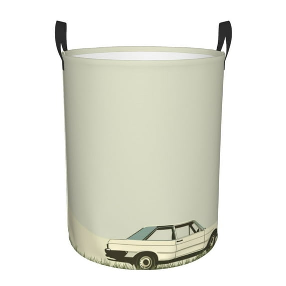 Hand Drawing Car Spring Grass Laundry Hamper Small Storage Basket/Toy Organizer/Dirty Clothes Bucket