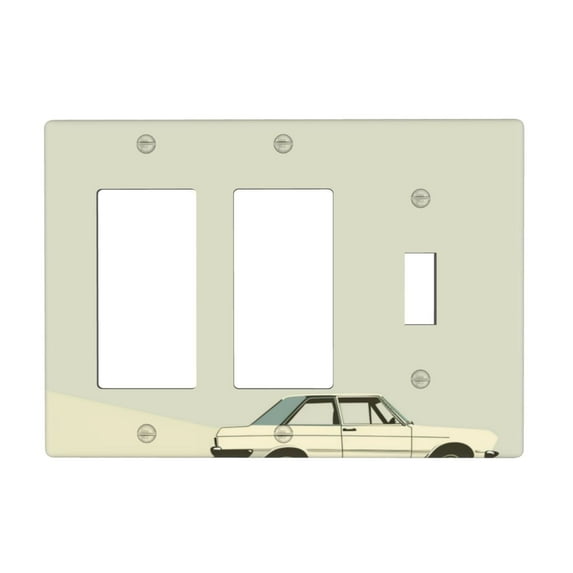 Hand Drawing Car Spring Grass Switch Cover Decorative Wall Plate 3-Gang 2-Decor 1-Toggle Standard Size