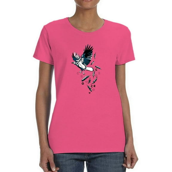 Hand Drawing Crow Design Shaped T-Shirt Women -Image by Shutterstock, Female x-Large