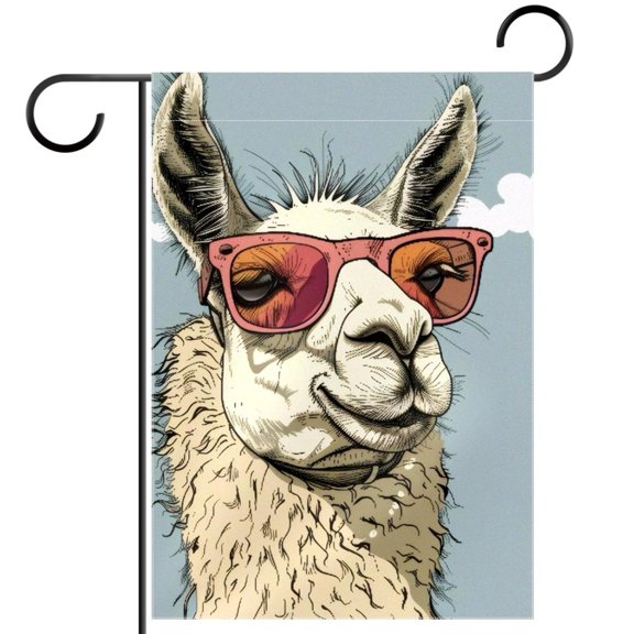Hand Drawing Llama Garden Flag Double Sided House Flag for Outdoor Home, Personalized All Year Round Yard Decor 12 x 18 Inch