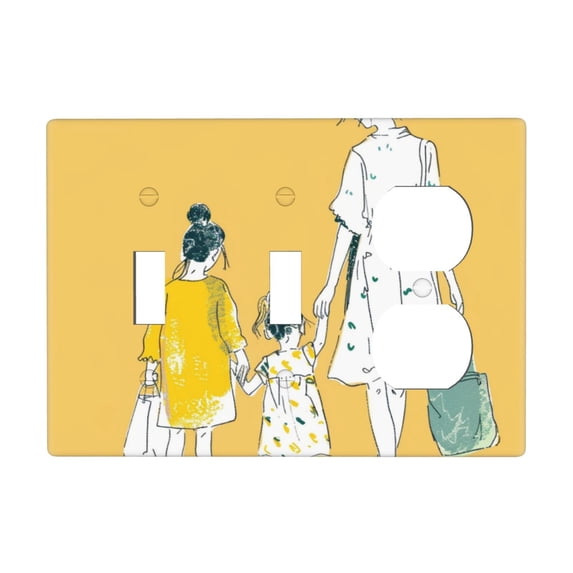 Hand Drawing Love Mothers Day Switch Cover Decorative Wall Plate 3-Gang 2-Toggle 1-Duplex Standard Size