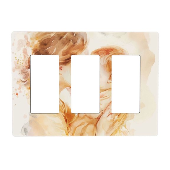 Hand Drawing Love Mothers Day Switch Cover Decorative Wall Plate 3-Gang Screwless Standard Size