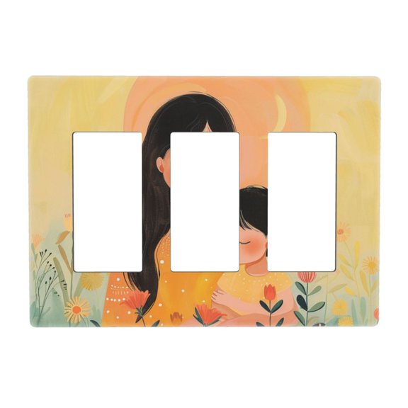 Hand Drawing Love Mothers Day Switch Cover Decorative Wall Plate 3-Gang Screwless Standard Size