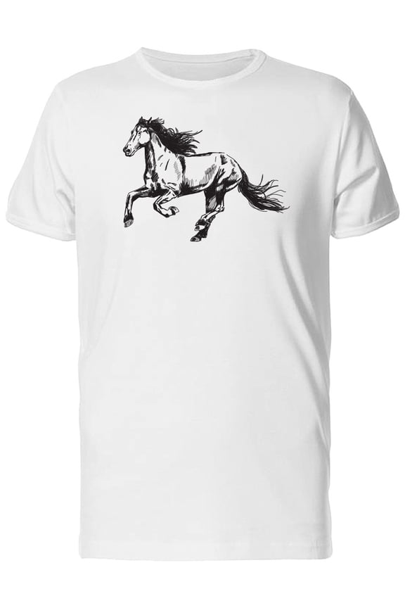 Hand Drawing Of A Running Horse T-Shirt Men -Image by Shutterstock, Male x-Large