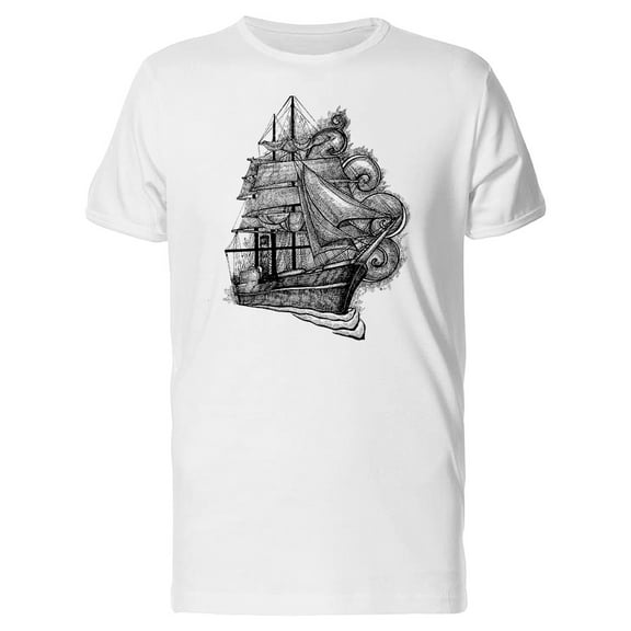 Hand Drawing Of A Sail Ship Tee Men's -Image by Shutterstock