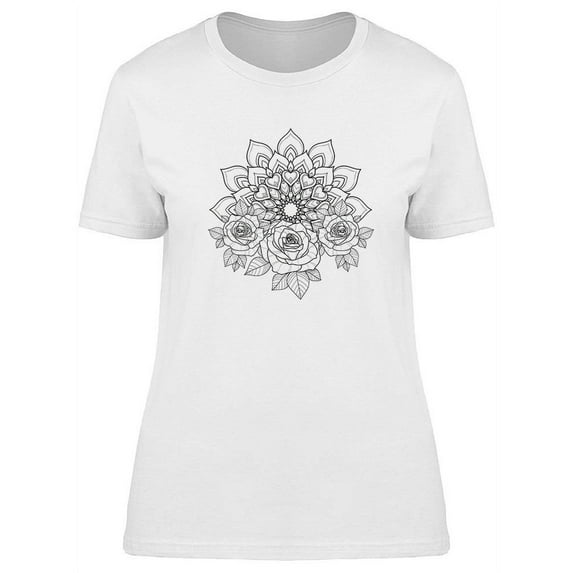 Hand Drawing Roses T-Shirt Women -Image by Shutterstock, Female Small
