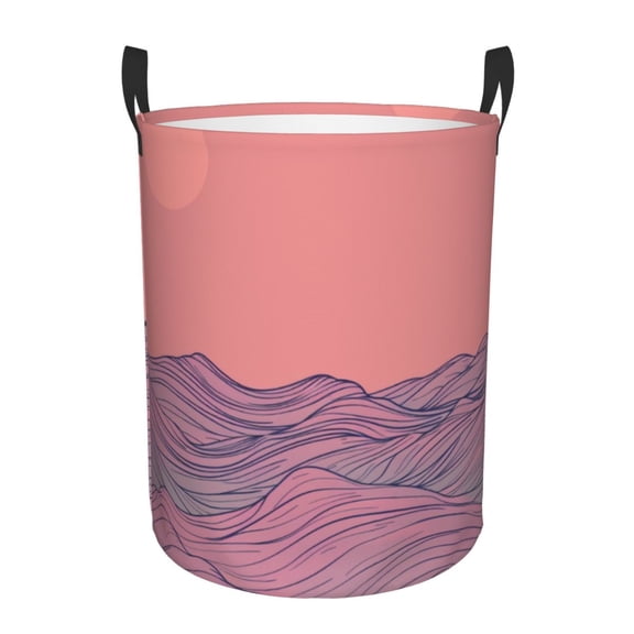 Hand Drawing Wave Sea Laundry Hamper Small Storage Basket/Toy Organizer/Dirty Clothes Bucket