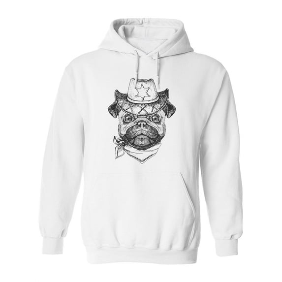 Hand Drawing Western Pug Hoodie Women -Image by Shutterstock, Female Large